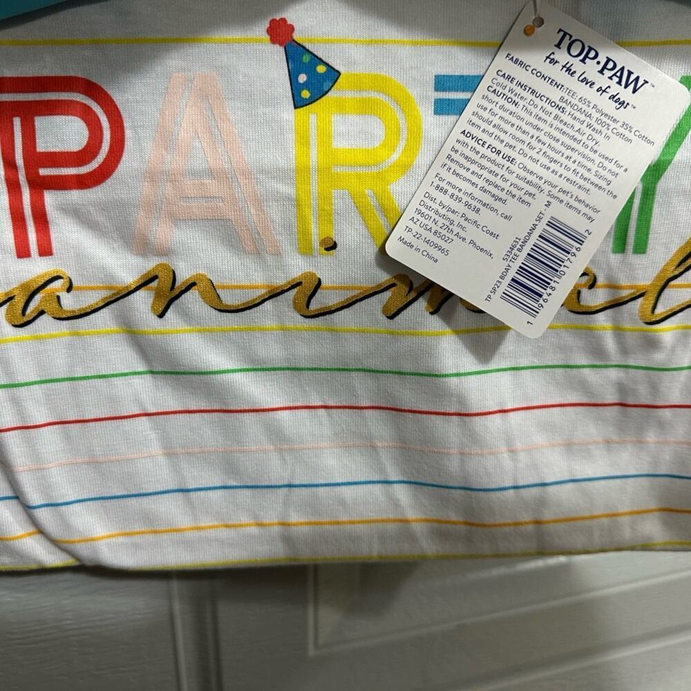 Top Paw® Birthday "Party Animal" Dog Tee & Bandana Set - M - Picture 10 of 10